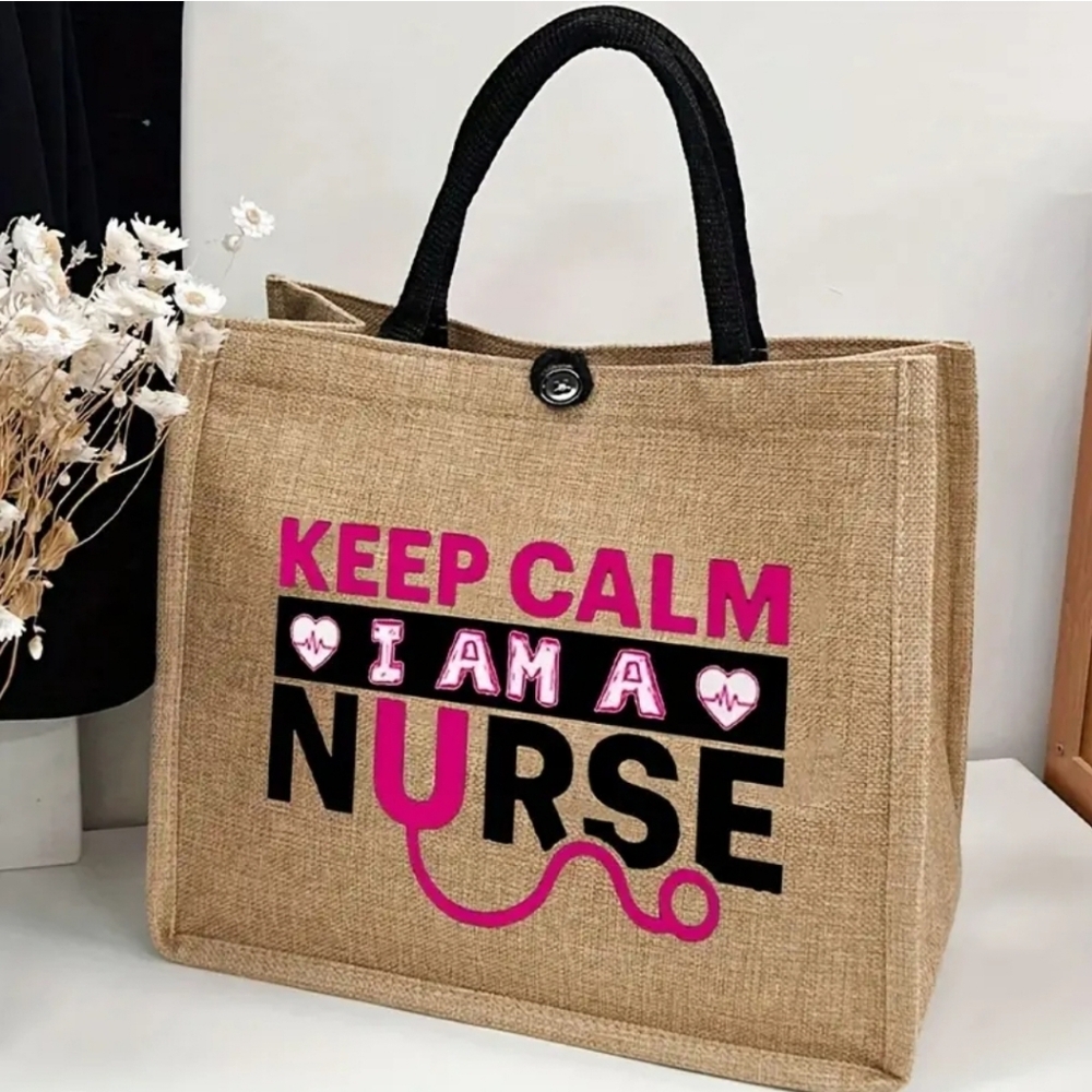 NWT! Nurse Patterned Keep Calm I'm A Nurse Light Weight Tote Bag